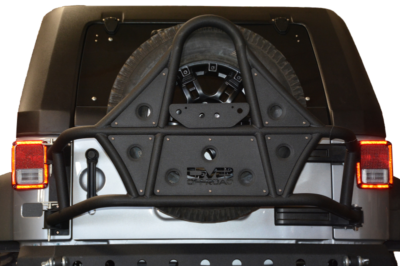 Jeep Wrangler Spare Tire Carrier - DV8 Offroad - Body Mount Tire Carrier - Textured Black - `07-`18